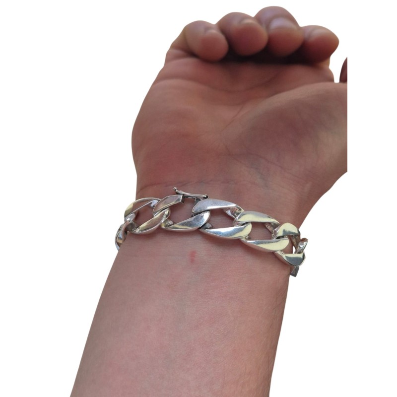 SREBRNA MĘSKA OKSYDOWANA BRANSOLETA MĘSKA GRUBA 22 CM 925