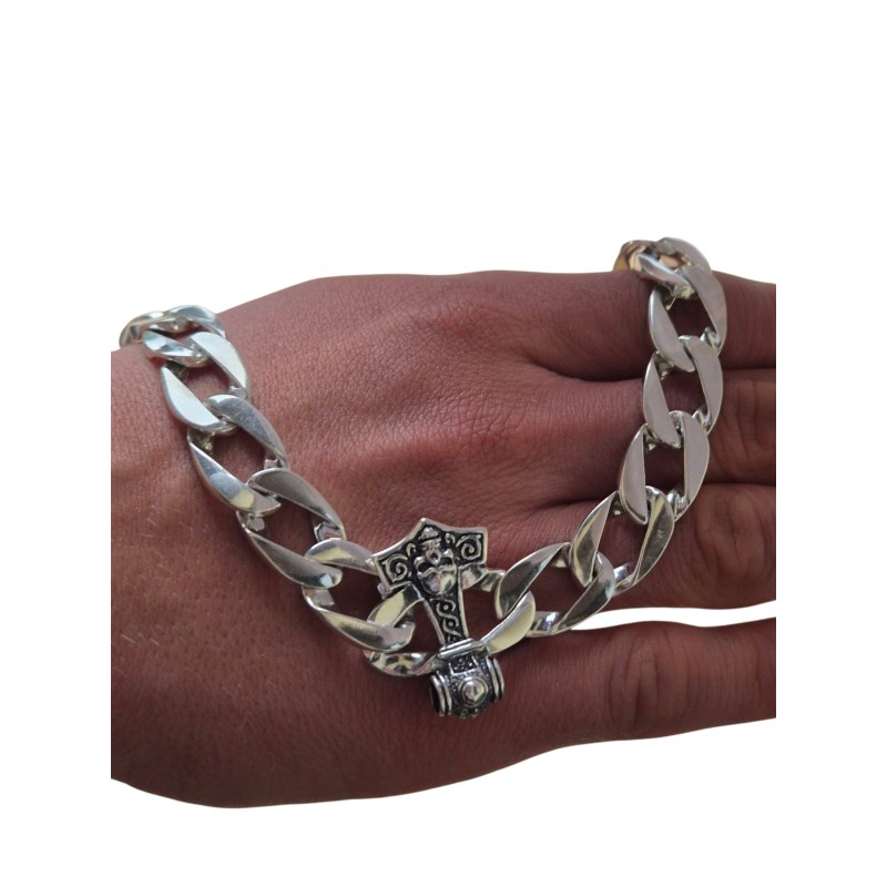 SREBRNA MĘSKA OKSYDOWANA BRANSOLETA MĘSKA GRUBA 22 CM 925