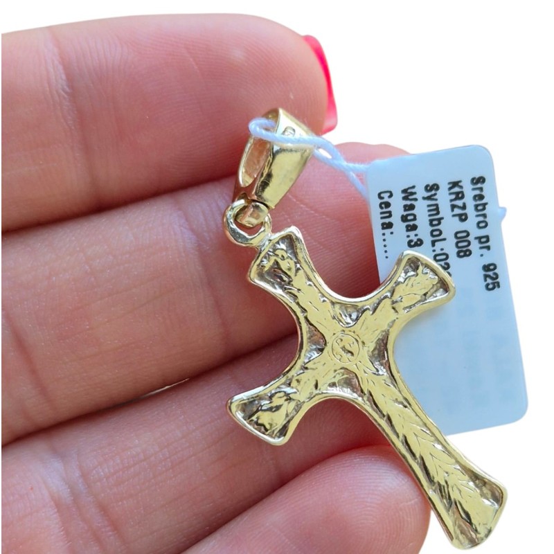 POZŁACANY KRZYŻYK DAMSKI MĘSKI Z KRUCYFIKSEM DO ŁAŃCUSZKA SREBRO