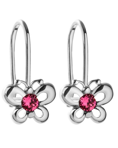 SREBRNE KOLCZYKI DLA DZIEWCZYNKI WISZĄCE MOTYLKI 925