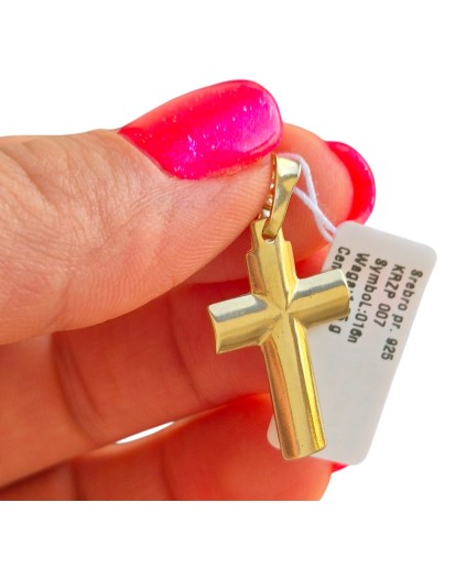 KRZYŻYK SREBRNY POZŁACANY KRZYŻ ZŁOTO ZŁOTY WISIOREK MĘSKI PRÓBA SREBRA 925