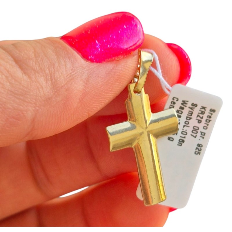 Krzyżyk srebrny pozłacany 925 męski – elegancki wisiorek