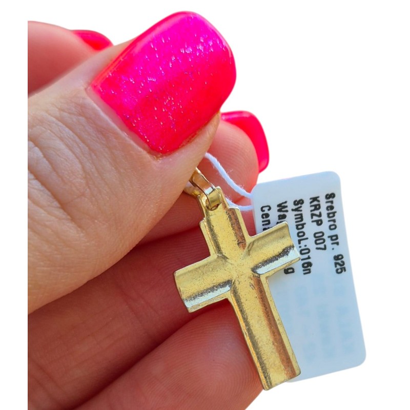 Krzyżyk srebrny pozłacany 925 męski – elegancki wisiorek