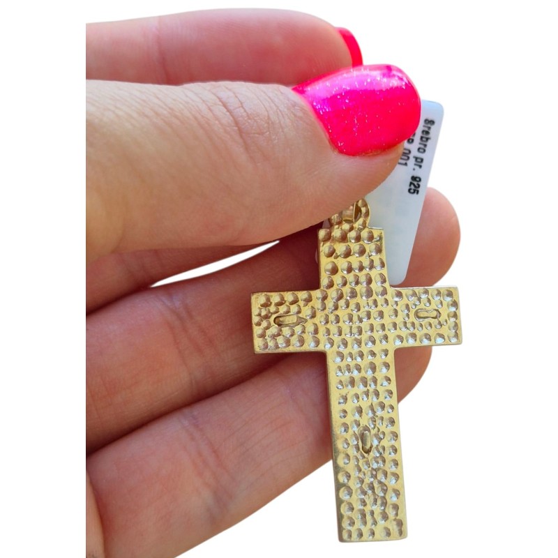 Duży srebrny pozłacany krucyfiks 925 – krzyżyk do łańcuszka