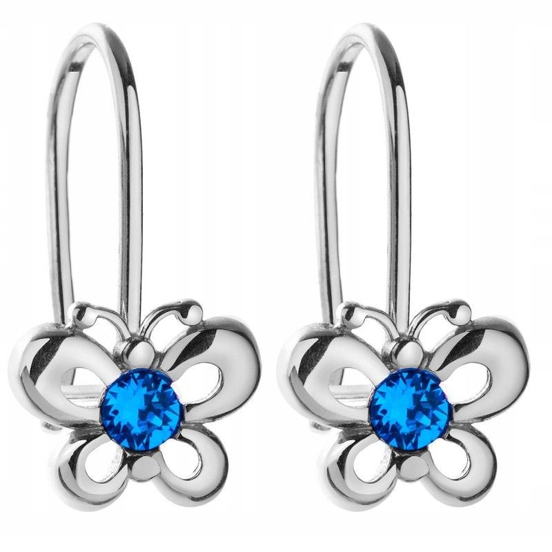 SREBRNE KOLCZYKI DLA DZIEWCZYNKI WISZĄCE MOTYLKI 925