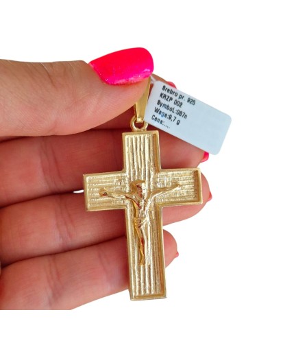 POZŁACANY KRZYŻYK DAMSKI MĘSKI Z KRUCYFIKSEM DO ŁAŃCUSZKA SREBRO