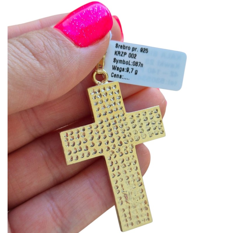 Pozłacany srebrny krzyżyk z krucyfiksem 925 do łańcuszka – unisex