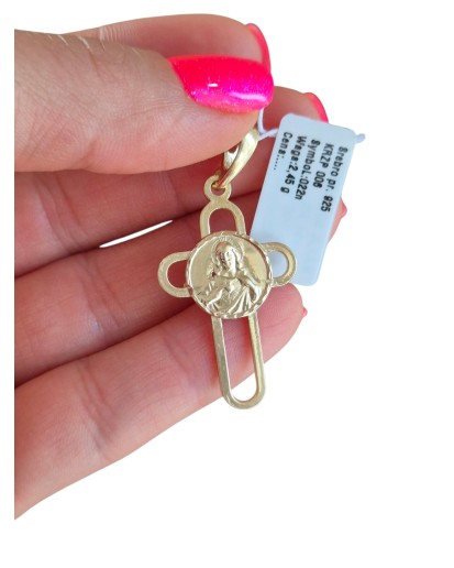 Pozłacany krzyżyk męski srebrny 925 do łańcuszka