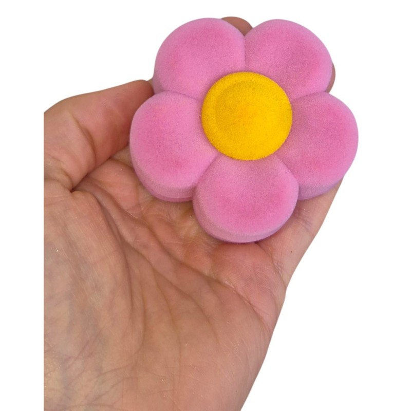 Pudełko welurowe prezentowe na kolczyki różowy kwiatek