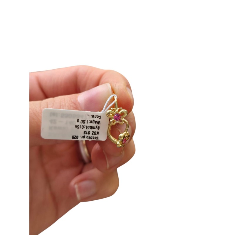 SREBRNE POZŁACANE KOLCZYKI DLA DZIEWCZYNKI ANGIELSKIE MOTYLKI 925