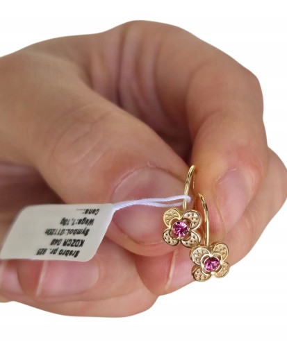 Pozłacane kolczyki dla dziewczynki wiszące z cyrkonią 925