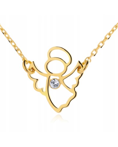 NASZYJNIK DAMSKI CELEBRYTKA ANIOŁ ANIOŁECZEK 45 CM ZŁOTY 925