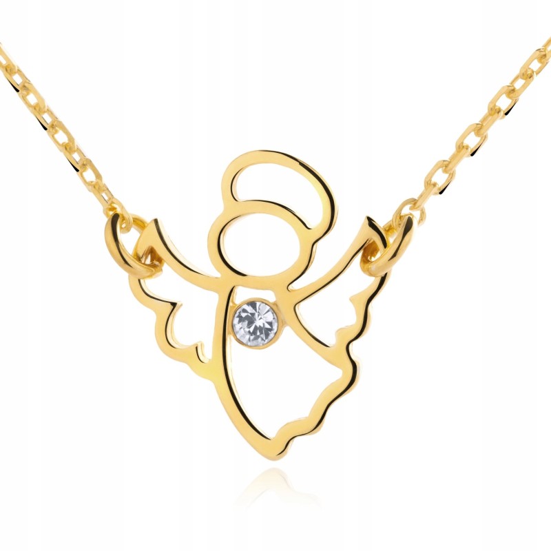 NASZYJNIK DAMSKI CELEBRYTKA ANIOŁ ANIOŁECZEK 45 CM ZŁOTY 925