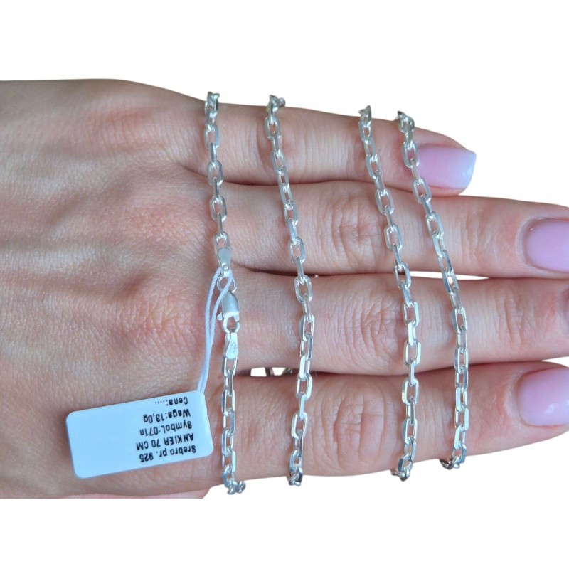 Srebrny łańcuszek męski Ankier 70 cm 925 diamentowany | KALA SILVER