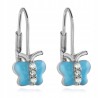 Srebrne kolczyki dziecięce wiszące niebieskie motyle srebro próby 925