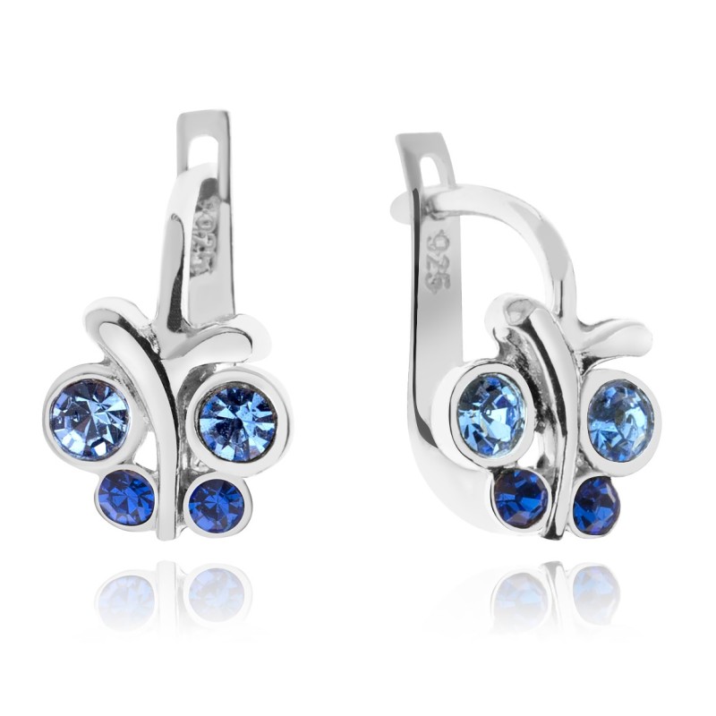 SREBRNE KOLCZYKI DLA DZIEWCZYNKI MOTYLKI ANGIELSKIE 925