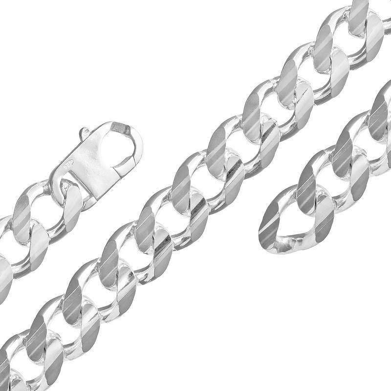 Srebrny łańcuch męski Pancerka diamentowana 15 mm | 50–65 cm 925