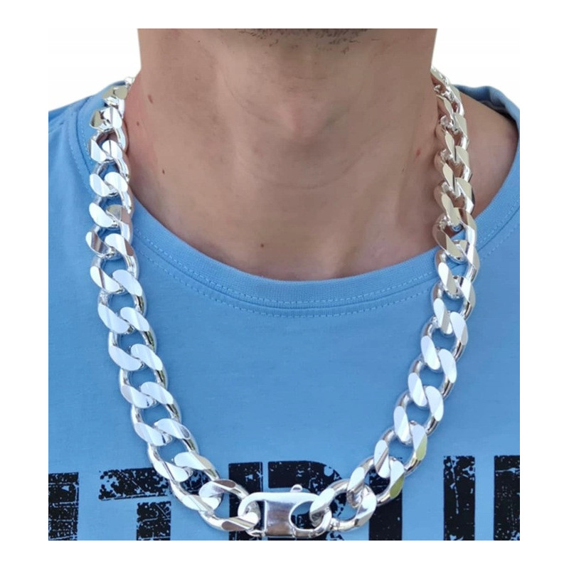 Srebrny łańcuch męski Pancerka diamentowana 15 mm | 50–65 cm 925