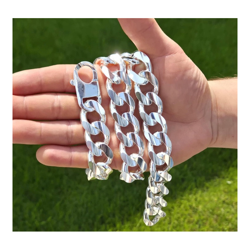 Srebrny łańcuch męski Pancerka diamentowana 15 mm | 50–65 cm 925