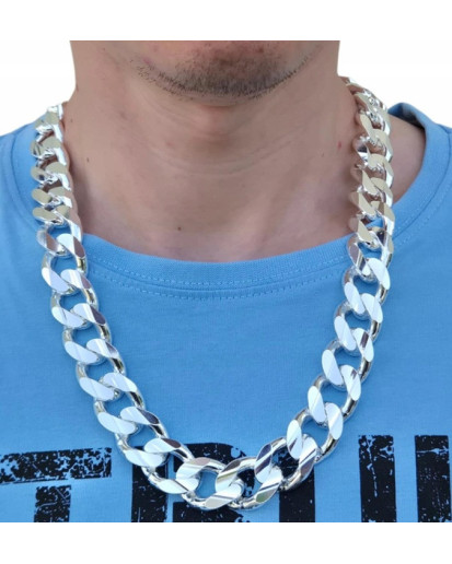 Srebrny łańcuch męski Pancerka diamentowana 15 mm | 50–65 cm 925