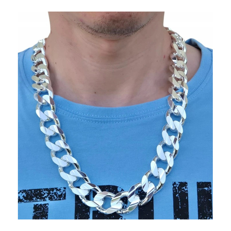 Srebrny łańcuch męski Pancerka diamentowana 15 mm | 50–65 cm 925