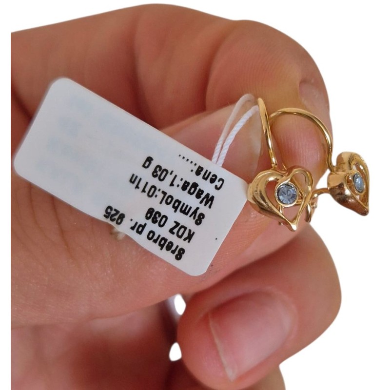 Kolczyki dla dziecka wiszące błękitne serca srebro próby 925