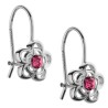 SREBRNE RODOWANE KOLCZYKI DLA DZIEWCZYNKI WISZĄCE KWIATKI RÓŻ 925