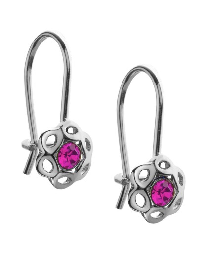 kopia SREBRNE RODOWANE KOLCZYKI DZIECIĘCE WISZĄCE KWIATKI KWIATUSZKI 925