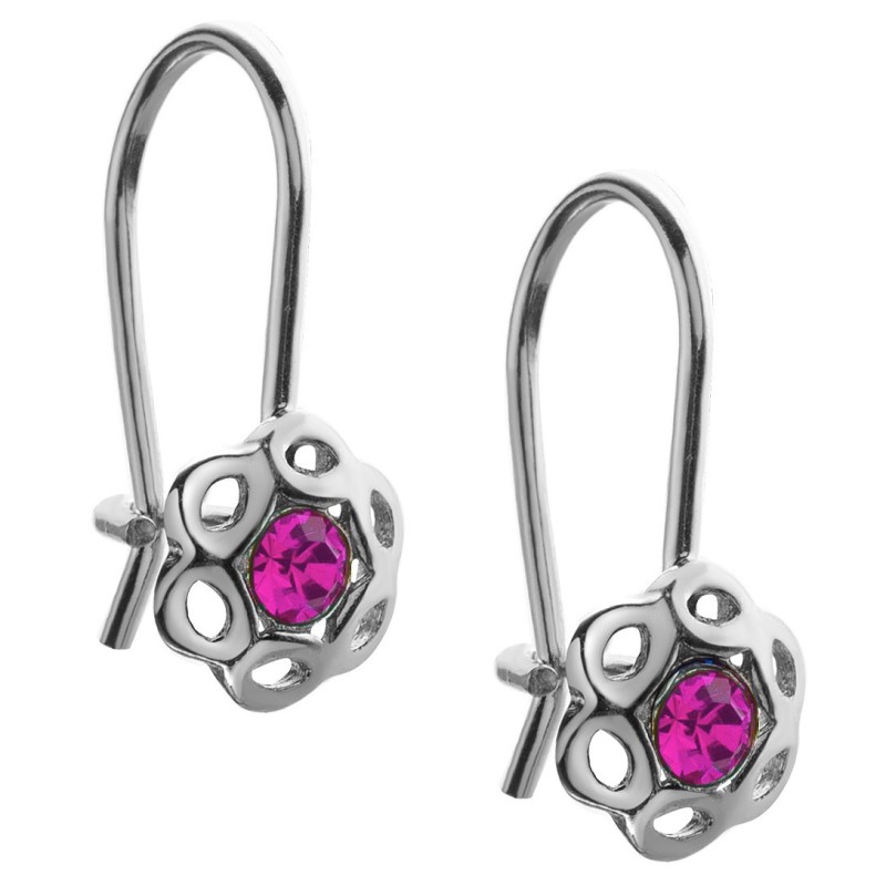 kopia SREBRNE RODOWANE KOLCZYKI DZIECIĘCE WISZĄCE KWIATKI KWIATUSZKI 925