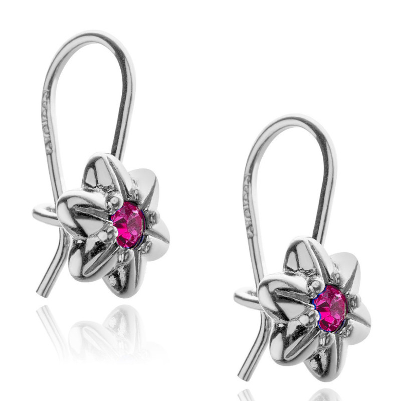 Srebrne rodowane kolczyki dla dziewczynki wiszące z cyrkonią 925