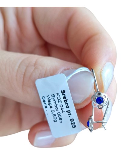 SREBRNE RODOWANE KOLCZYKI DZIECIĘCE WISZĄCE KWIATKI KWIATUSZKI 925