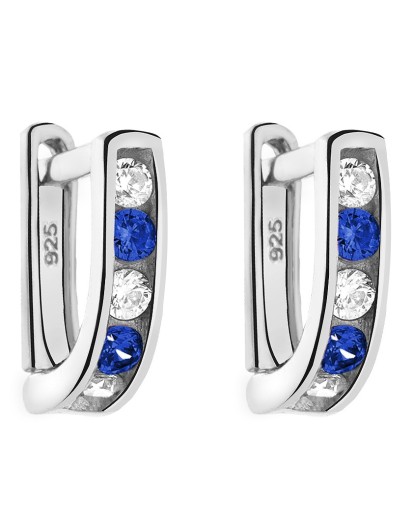 SREBRNE KOLCZYKI DZIECIĘCE GRANATOWE PRZECINKI SREBRO 925