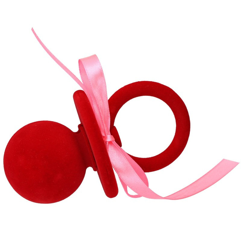 Pudełko ozdobne welurowe czerwony smoczek na kolczyki lub pierścionek