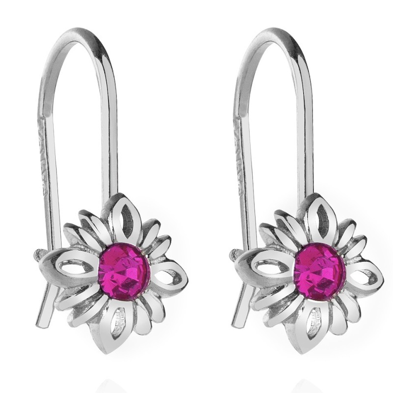 SREBRNE KOLCZYKI DLA DZIEWCZYNKI WISZĄCE KWIATKI KWIATUSZKI 925