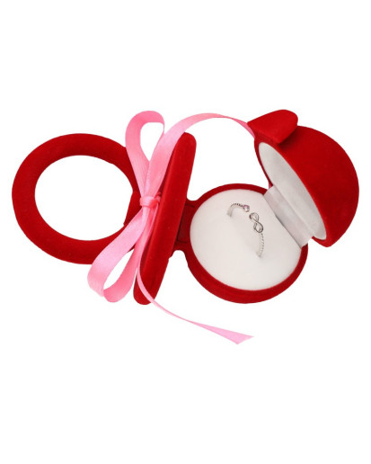 Pudełko ozdobne welurowe czerwony smoczek na kolczyki lub pierścionek