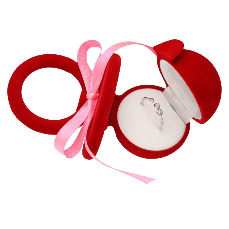 Pudełko ozdobne welurowe czerwony smoczek na kolczyki lub pierścionek