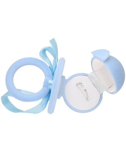 Pudełko ozdobne welurowe błękitny smoczek na kolczyki lub pierścionek