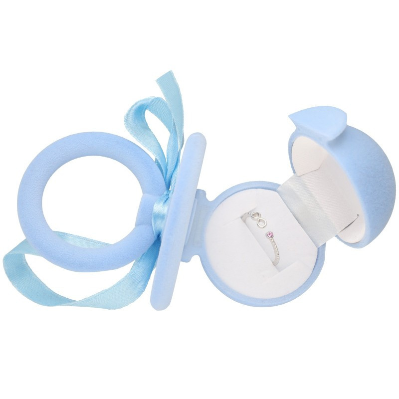 Pudełko ozdobne welurowe błękitny smoczek na kolczyki lub pierścionek