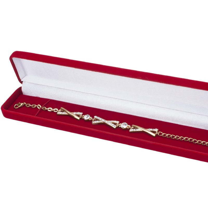 Pudełko welurowe opakowanie na bransoletkę czerwone