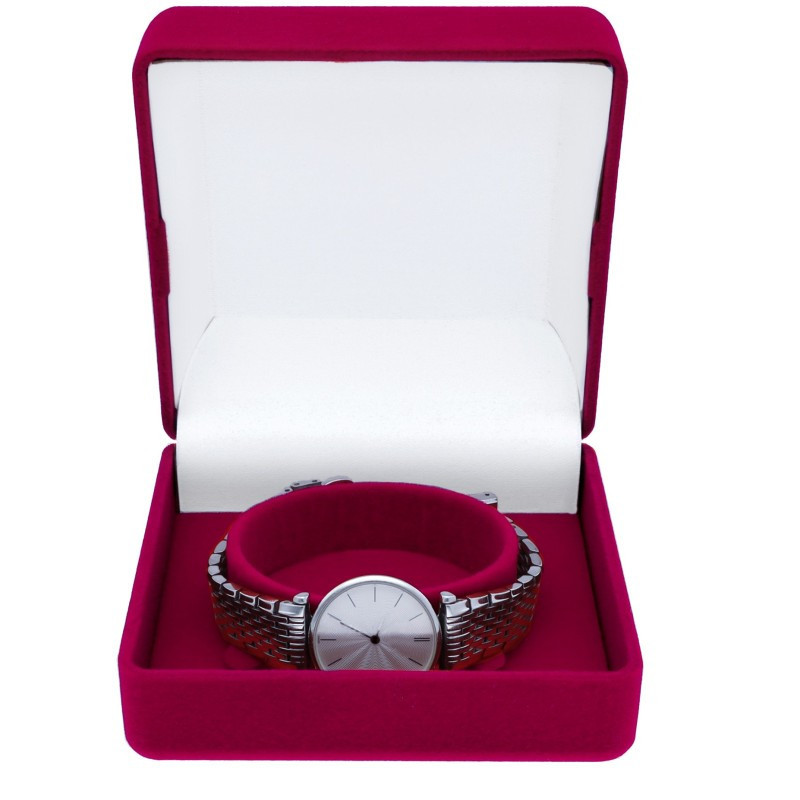 Pudełko welurowe bordowe kwadratowe na zegarek