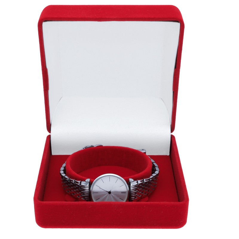 Pudełko welurowe czerwone kwadratowe na zegarek