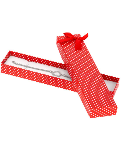 Pudełko kartonowe opakowanie na bransoletkę czerwone z czerwoną wstążką