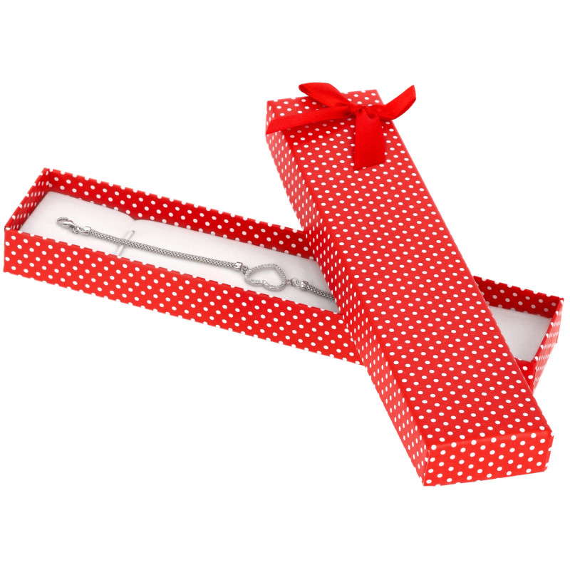 Pudełko kartonowe opakowanie na bransoletkę czerwone z czerwoną wstążką