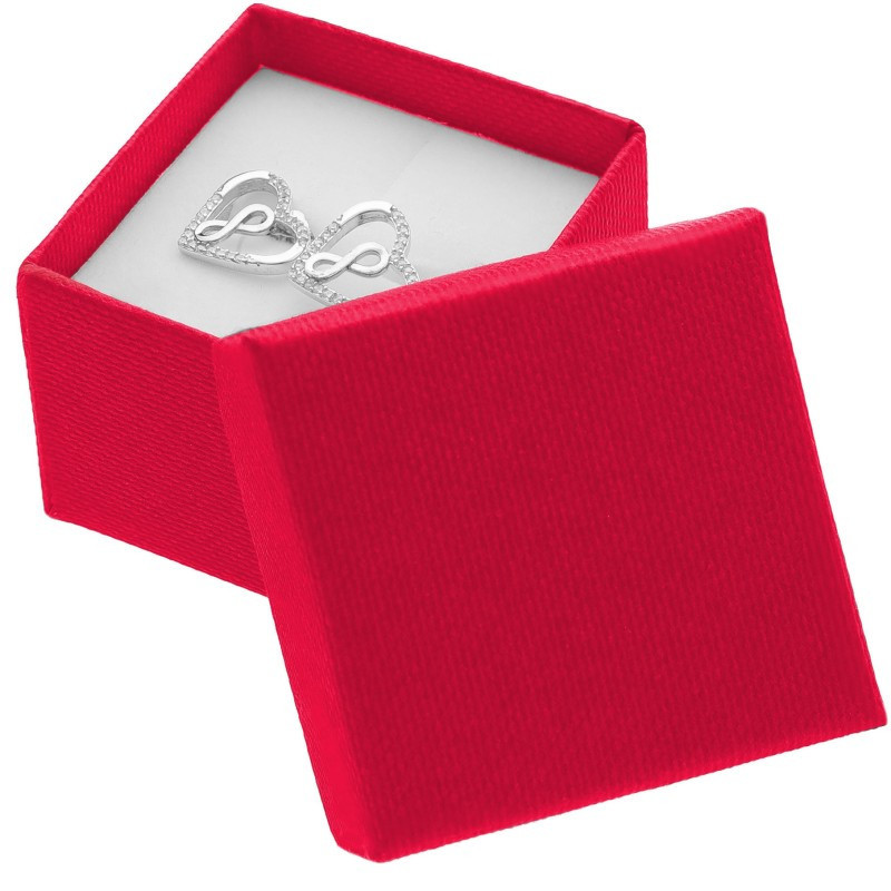 Pudełko kartonowe klasyczne czerwone na kolczyki pierścionek