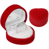Pudełko welurowe serce na pierścionek z białą wkładką