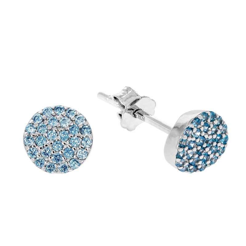 KOLCZYKI DZIECI BŁĘKITNE GUZICZKI DLA DZIECI CYRKONIA SREBRO 925