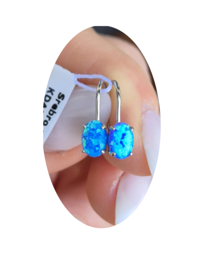 Kolczyki srebrne 925 z niebieskim opalem dla kobiet