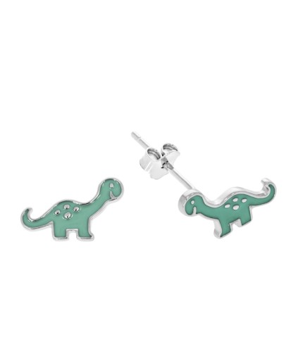 SREBRNE KOLCZYKI DZIECIĘCE DINOZAURY SZTYFT 925