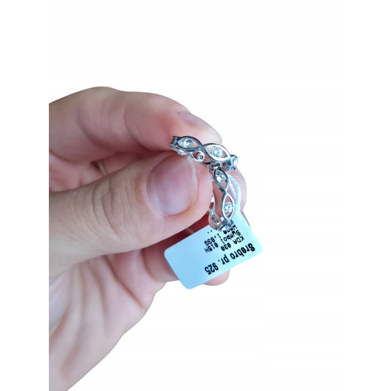 Srebrne rodowane kolczyki damskie kółka z cyrkonią – srebro 925