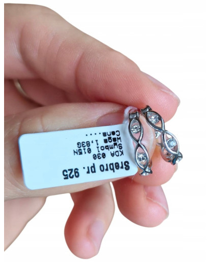 Srebrne rodowane kolczyki damskie kółka z cyrkonią – srebro 925